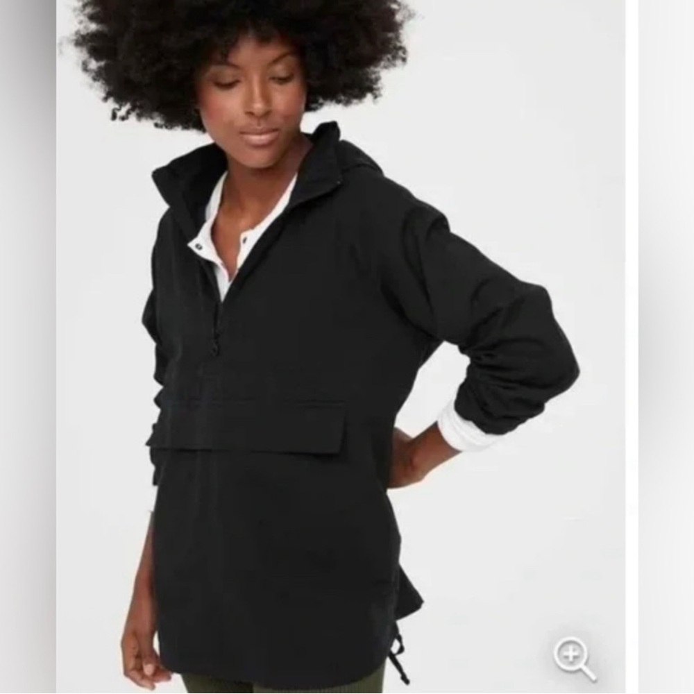 Aerie Offline Black Quarter Zip Anorak Jacket Size Small Petite Utility